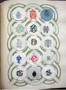 Above page of engraved ciphers and monograms from ‘Lincoln Crest & Monogram Album’, from my archive.